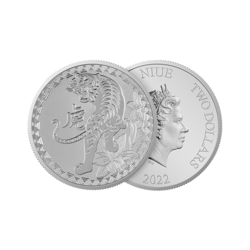 Thumbnail 1 troy ounce zilveren munt Niue jaar van de tijger 2022 perspectief 1