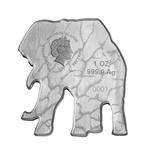Thumbnail 1 troy ounce zilveren munt Afrikaanse Olifant 2021 achterkant