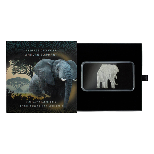 Thumbnail 1 troy ounce zilveren munt Afrikaanse Olifant 2021 perspectief 2