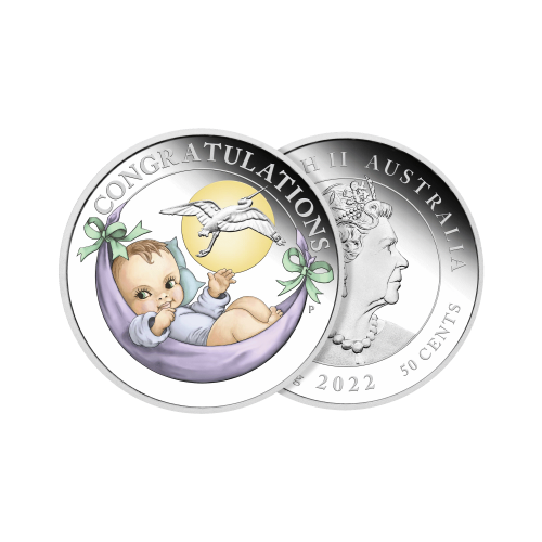 Thumbnail 1/2 troy ounce silver Newborn Baby coin 2022 angle 2