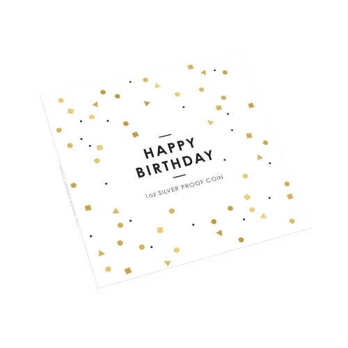 Thumbnail 1 troy ounce zilveren munt Happy Birthday 2022 Proof perspectief 3