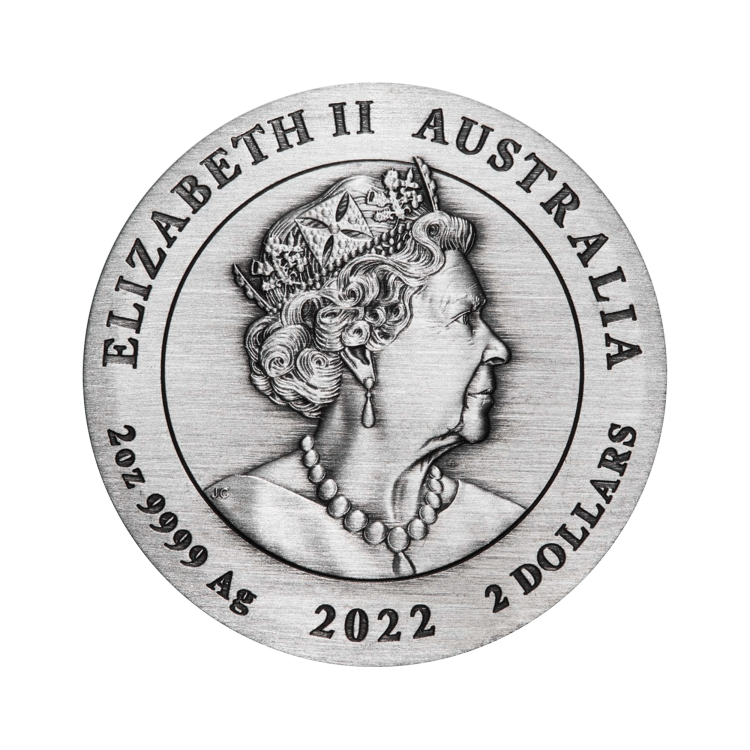 2 oz Lunar Zilveren Munt 2022 achterkant