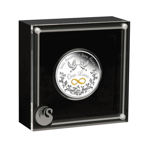 Thumbnail 1 troy ounce zilveren munt one love 2022 proof perspectief 3