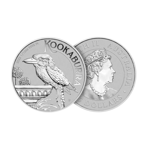 Thumbnail Kookaburra 1/10 troy ounce platina munt 2022 perspectief 2