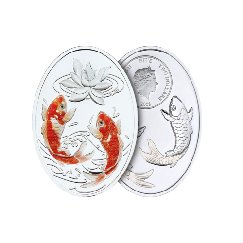 Thumbnail 1 troy ounce zilveren munt Lucky Koi 2022 perspectief 1