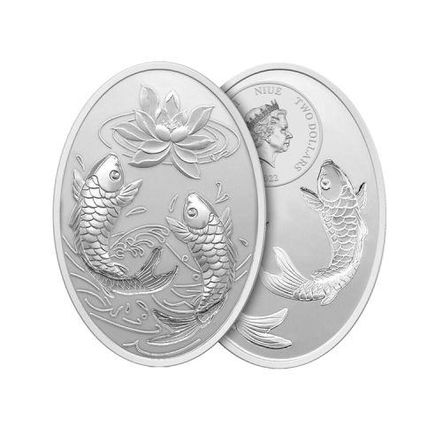 Thumbnail 1 troy ounce zilveren munt Auspicious Koi 2022 perspectief 1