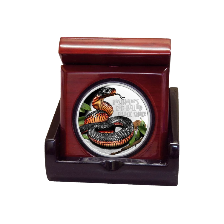 1 troy ounce zilveren munt zwarte adder 2022 Proof perspectief 1