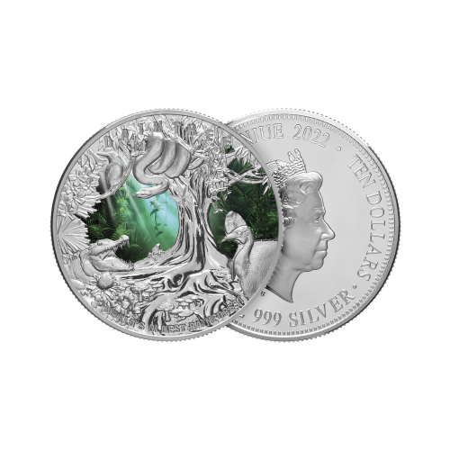 Thumbnail 5 troy ounce zilveren munt Daintree Regenwoud 2022 perspectief 1