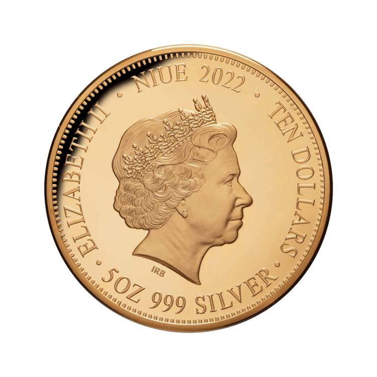5 troy ounce zilveren munt Poema vs Beer 2022 Proof achterkant