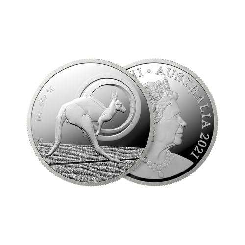 Thumbnail 1 troy ounce zilveren munt RAM kangaroo Outback Majesty 2021 perspectief 1