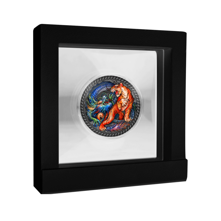 50 grams silver coin tiger & dragon 2022 angle 3