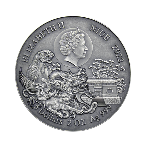Thumbnail 2 troy ounce zilveren munt Shoalin Snake achterkant