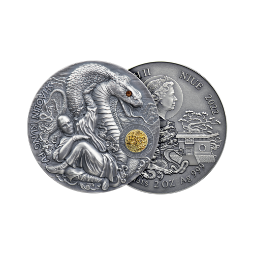 Thumbnail 2 troy ounce zilveren munt Shoalin Snake perspectief 1