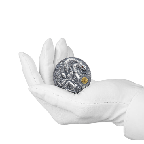 Thumbnail 2 troy ounce zilveren munt Shoalin Snake perspectief 2