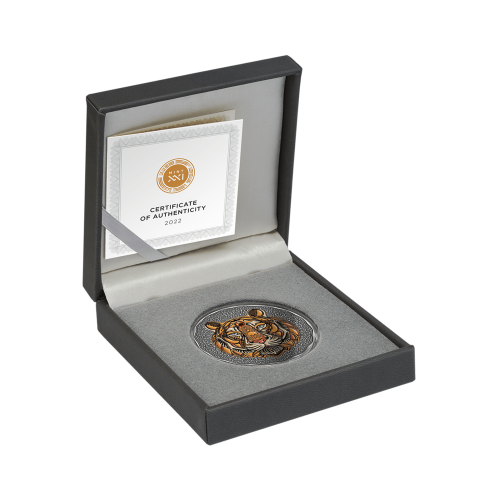 Thumbnail 2 troy ounce zilveren munt Mandala Tijger antieke afwerking 2022 perspectief 2