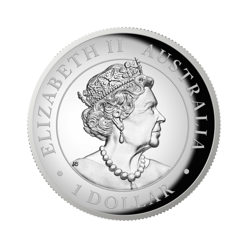 Thumbnail 1 troy ounce zilveren munt Australian kangaroo 2022 kleur achterkant