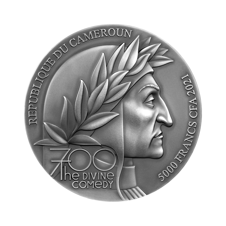 5 troy ounce zilveren munt de goddelijke komedie vagevuur achterkant