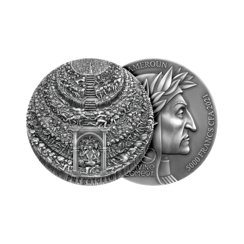 Thumbnail 5 troy ounce zilveren munt de goddelijke komedie vagevuur perspectief 1