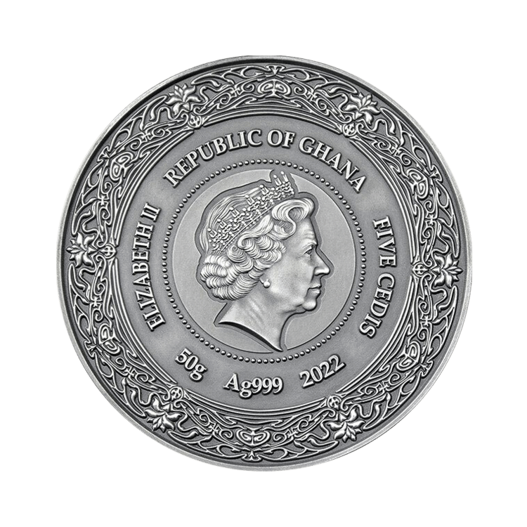 50 gram silver coin Airmid ghana 2022 back