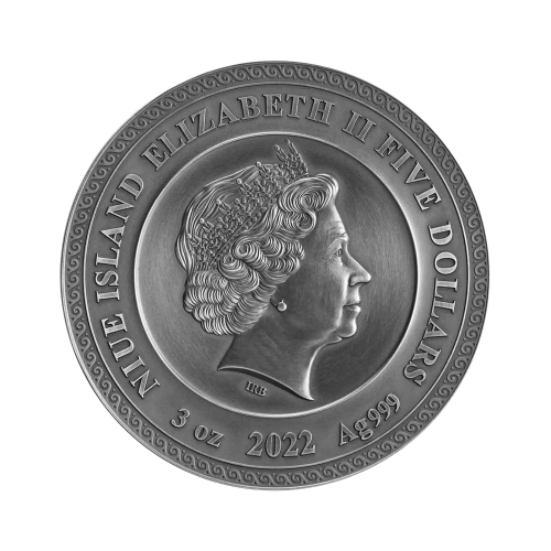 Thumbnail 3 troy ounce zilveren munt Helios antique finish 2022 achterkant