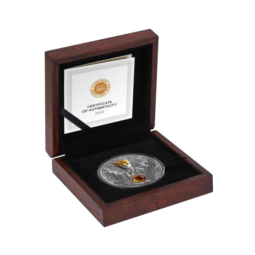 Thumbnail 3 troy ounce zilveren munt Helios antique finish 2022 perspectief 2