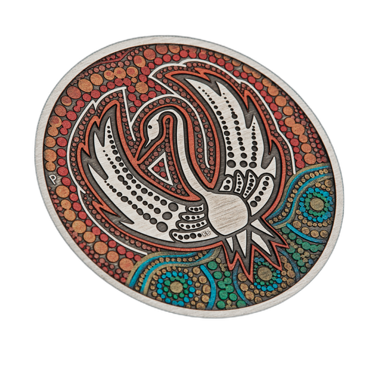 2 troy ounce zilveren munt black swan maali antique coloured perspectief 1
