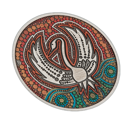 Thumbnail 2 troy ounce zilveren munt black swan maali antique coloured perspectief 1