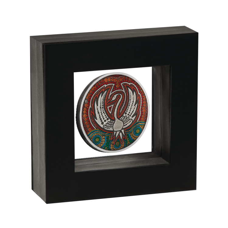 2 troy ounce zilveren munt black swan maali antique coloured perspectief 2