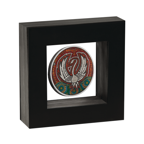 Thumbnail 2 troy ounce zilveren munt black swan maali antique coloured perspectief 2
