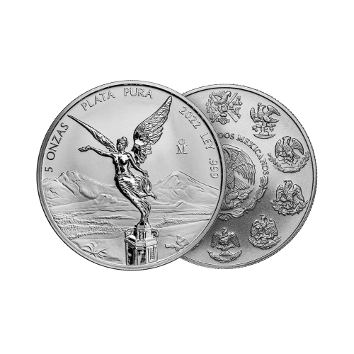 Thumbnail 5 oz Mexican Libertad Zilveren Munt 2022 perspectief 1