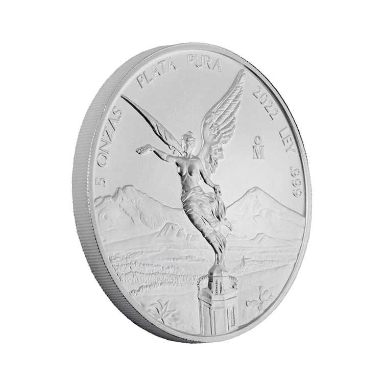 5 oz Mexican Libertad Zilveren Munt 2022 perspectief 2