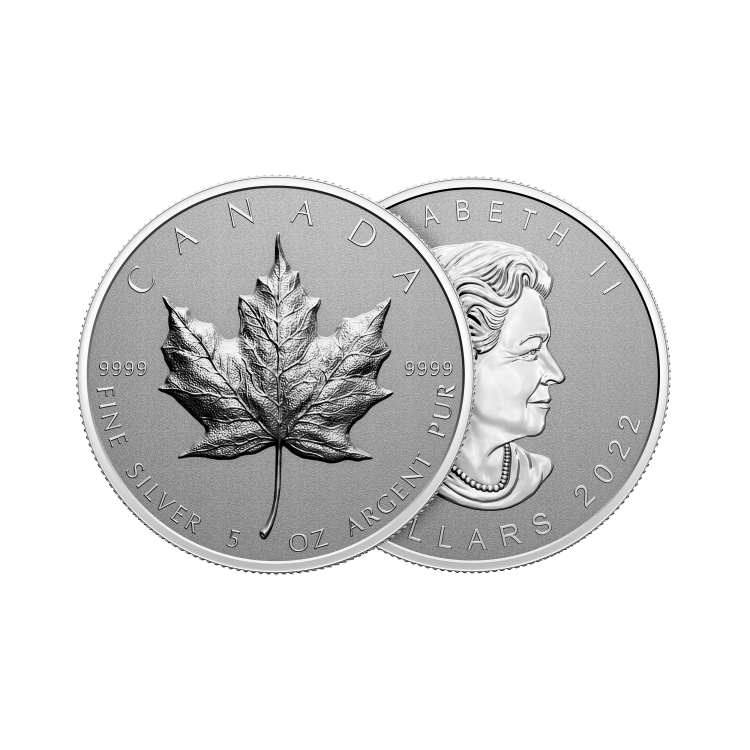 5 oz Royal Canadian Mint Zilveren Munt 2022 perspectief 1