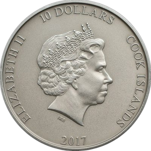 Thumbnail 2 troy ounce zilveren munt Thor Hammer Mjollnir 10$ Cook Islands 2016 back