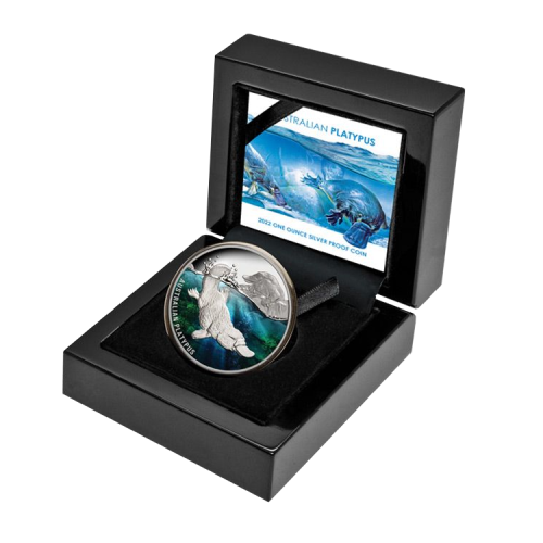 Thumbnail 1 troy ounce zilveren Platypus proof munt perspectief 2