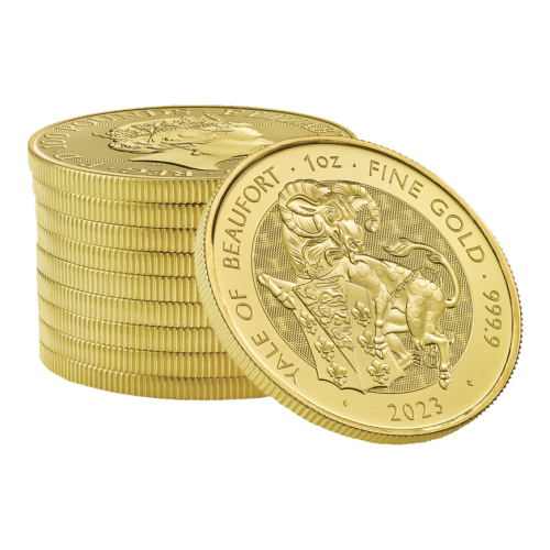 Thumbnail 1 oz Tudor Beasts Gouden Munt perspectief 2