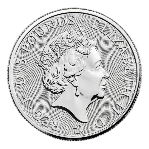 Thumbnail 2 oz Tudor Beasts Zilveren Munt 2023 achterkant