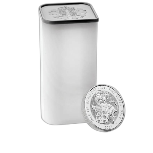 Thumbnail 2 oz Tudor Beasts Zilveren Munt 2023 perspectief 1