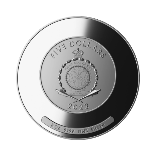 Thumbnail 2 troy ounce zilveren munt Algoritme – Water en Aarde 2022 proof achterkant
