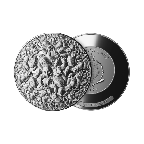 Thumbnail 2 troy ounce zilveren munt Algoritme – Tijger 2022 proof perspectief 1