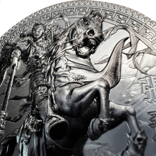 Thumbnail 3 troy ounce zilveren munt Zhang Fei antieke afwerking 2021 perspectief 2