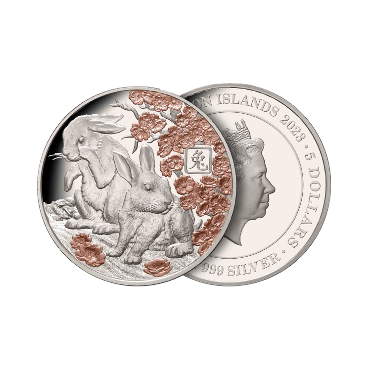 1 oz Lunar Zilveren Munt 2023 perspectief 1
