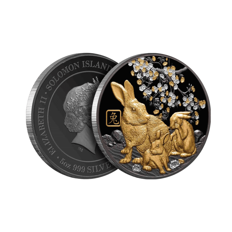 5 oz Lunar Zilveren Munt 2023 perspectief 1