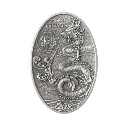 Thumbnail 5 troy ounce zilveren munt Ei van de draak 2024 achterkant