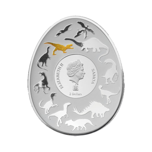 Thumbnail 1 troy ounce zilveren munt Dinosauriërs in Azië - Tarbosaurus achterkant