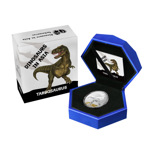 Thumbnail 1 troy ounce zilveren munt Dinosauriërs in Azië - Tarbosaurus perspectief 2