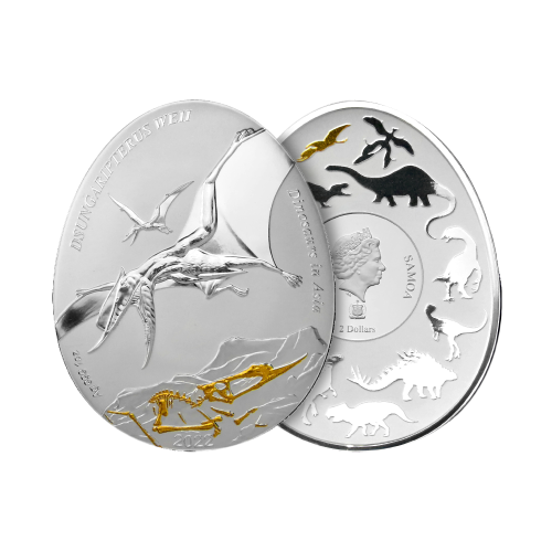 Thumbnail 1 troy ounce zilveren munt Dinosauriërs in Azië - Dsungaripterus Weii perspectief 1