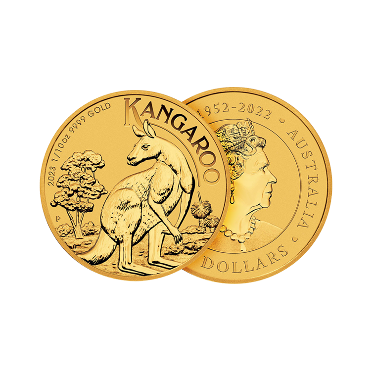 1/10 oz Kangaroo Gouden Munt 2023 perspectief 1