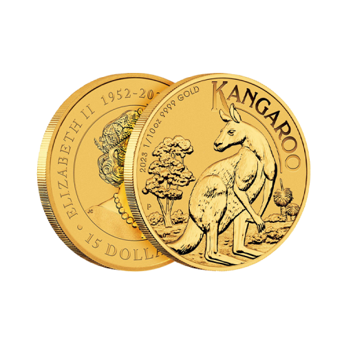 Thumbnail 1/10 oz Kangaroo Gouden Munt 2023 perspectief 2