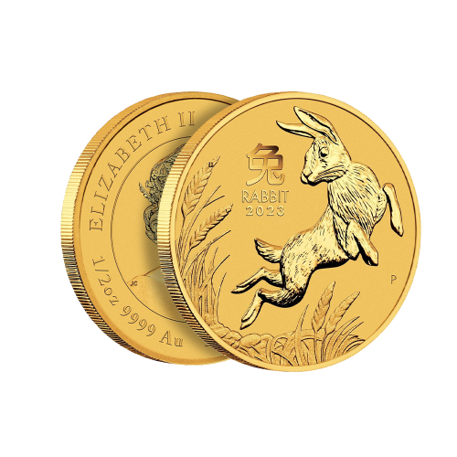 Thumbnail 1/2 oz Lunar Gouden Munt 2023 perspectief 2