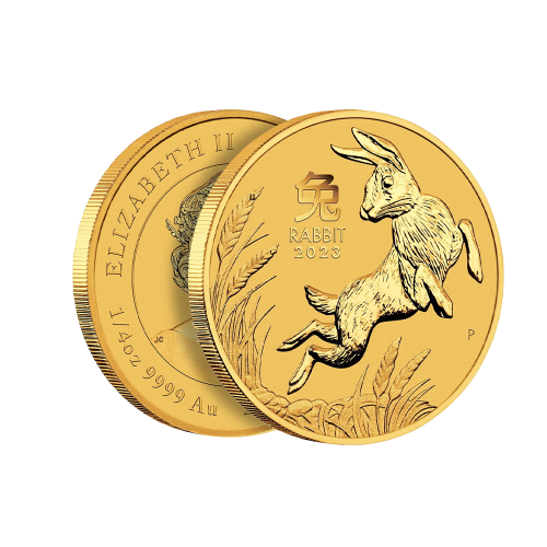 Thumbnail 1/4 oz Lunar Gouden Munt 2023 perspectief 2